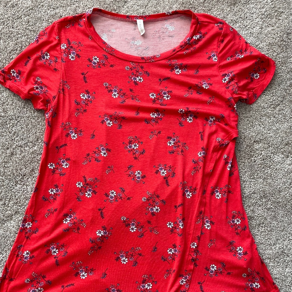 PinkBlush Red Floral Draped Maternity/Nursing Top